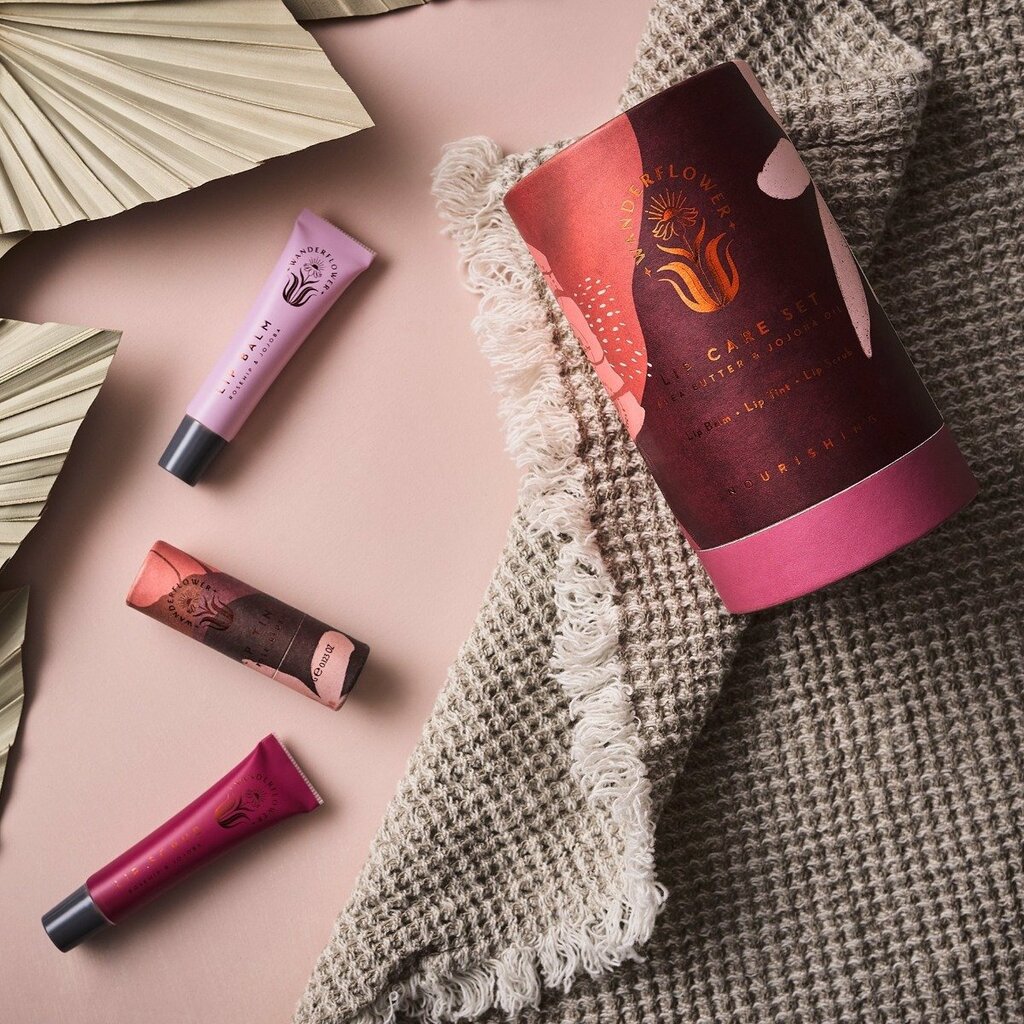 Wanderflower Lip Care Kit 3 Piece Gift Set: Scrub, Balm, Tint - Ultimate Balayage