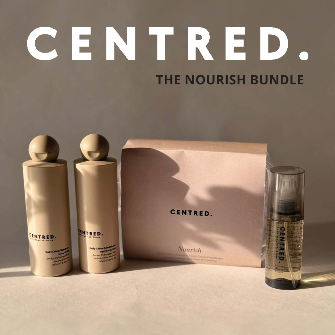 CENTRED-Daily Calma Shampoo, Conditioner, Unwind Detangling Primer + Wash bag - Ultimate Balayage